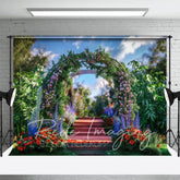 Aperturee - Aperturee Summer Plant Floral Arch Wedding Photography Backdrop